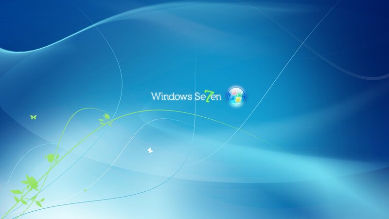 Windows 7 Logo — Blue, Serene, Digital Art, Butterflies, Vines, Green