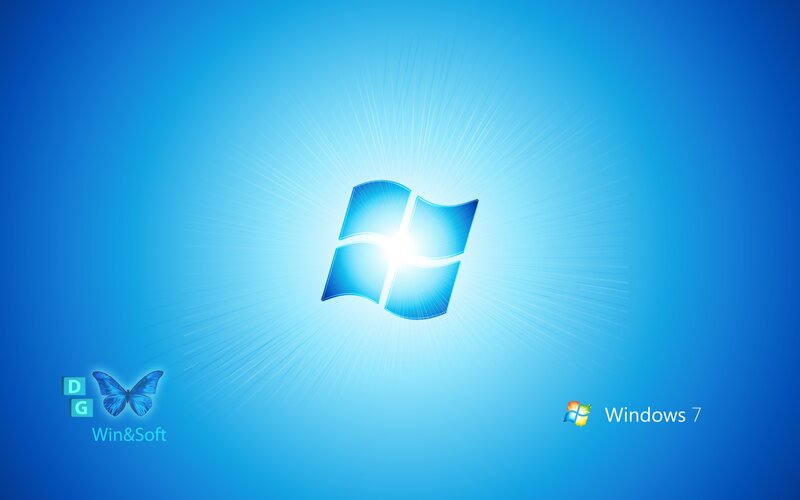 Windows 7 Logo — Blue, Serene, Digital Art, Butterfly
