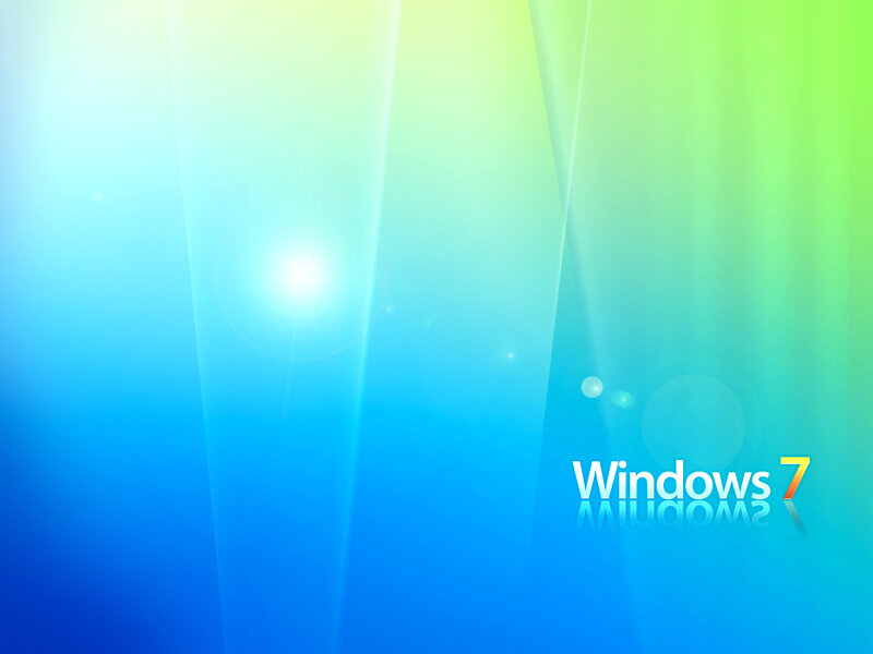 Windows 7 Logo — Blue, Serene, Digital Art, Light Beams, Reflection