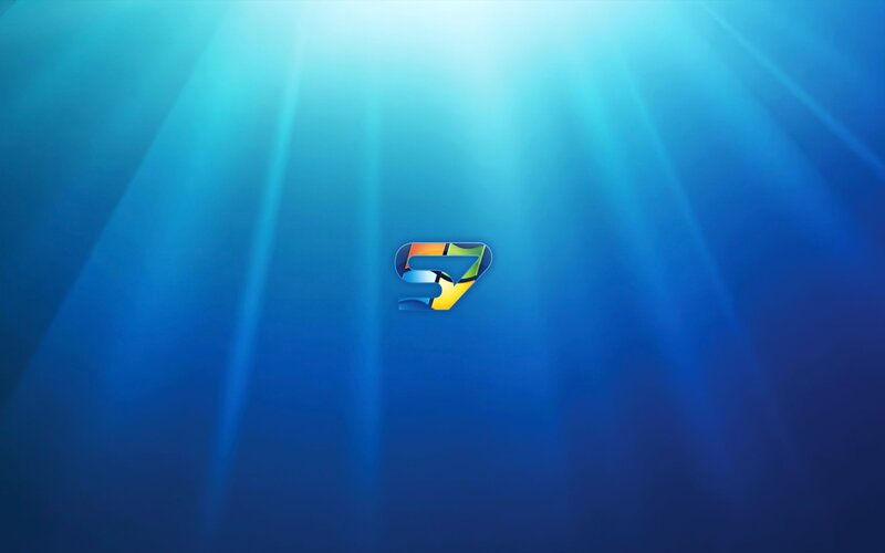 Windows 7 Logo — Blue, Serene, Digital Art, Light Rays