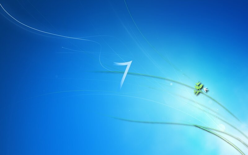 Windows 7 Logo — Blue, Serene, Digital Art, Number 7, Plant Sprout
