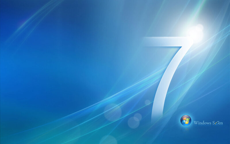 Windows 7 Logo — Blue, Serene, Digital Art, Number Seven