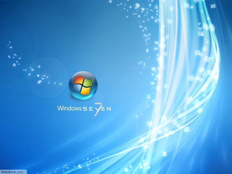 Windows 7 Logo — Blue, Serene, Digital Art, Text, Light Beams