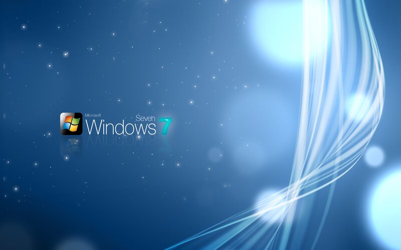 Windows 7 Logo — Blue, Serene, Digital Art, Text, Light Streaks
