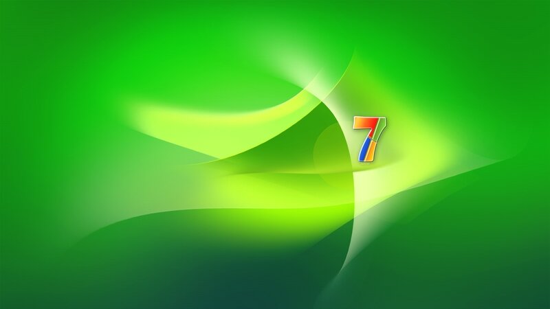 Windows 7 Logo — Green, Calm, Digital Art, Green Background