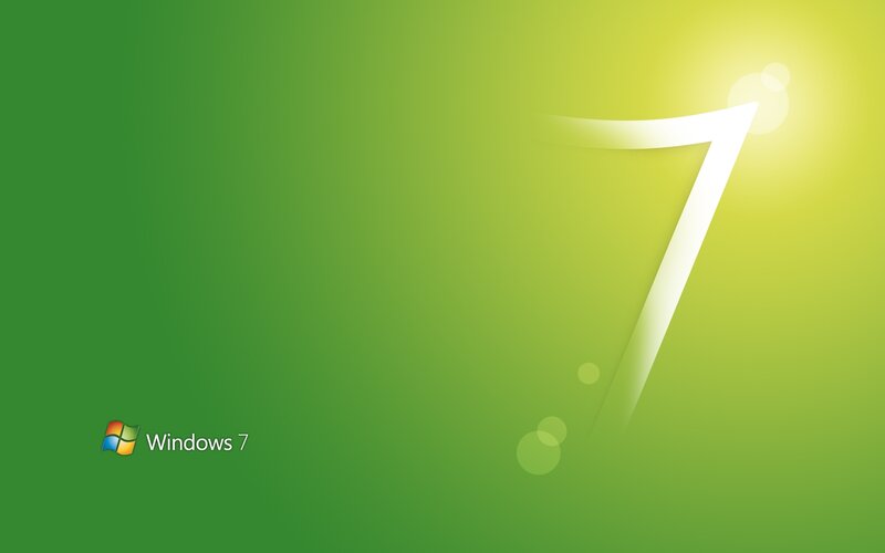 Windows 7 Logo — Green, Calm, Digital Art, Number Seven