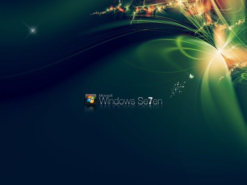 Windows 7 Logo — Green, Dynamic, Digital Art, Fractal Design