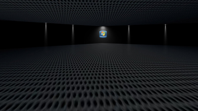 Windows 7 Logo in Dark Room — Black