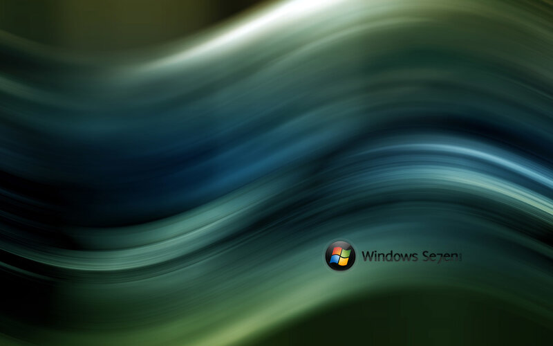 Windows 7 Logo on Abstract Background — Green, Serene