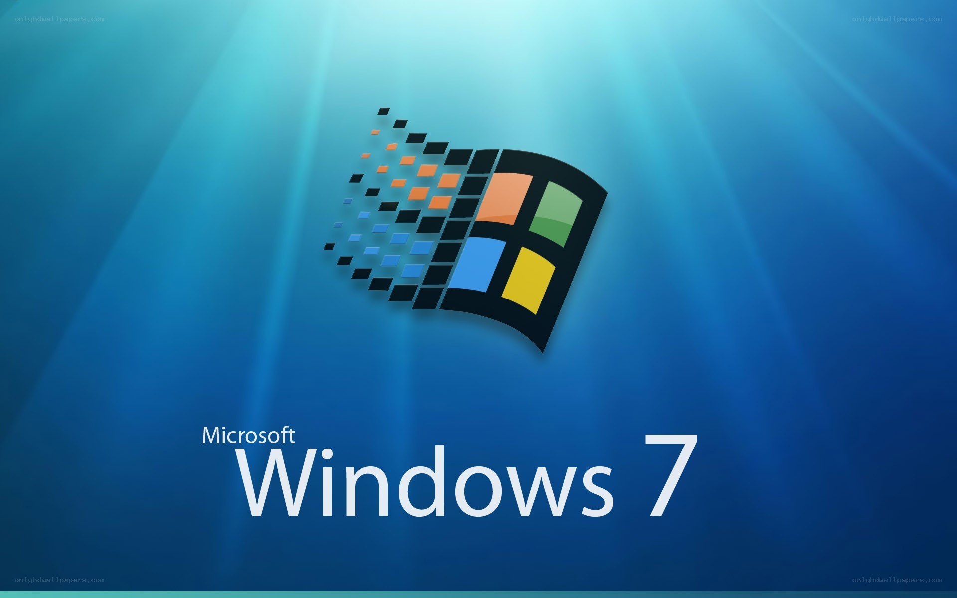 Windows 7 logo on blue background
