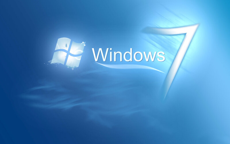 Windows 7 logo on blue background