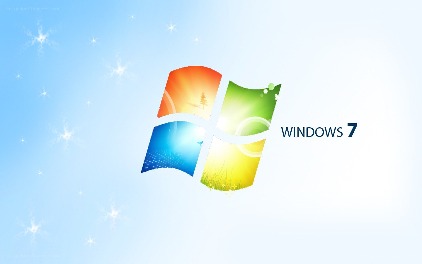 Windows 7 logo on blue background