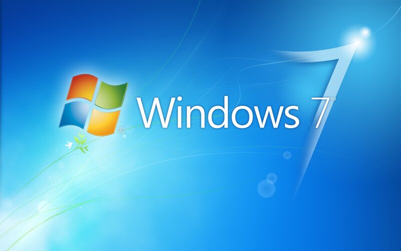 Windows 7 logo on blue background