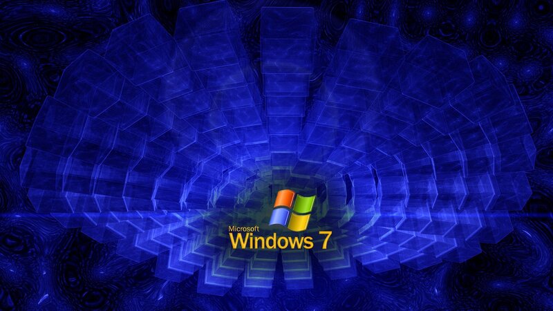 Windows 7 logo on blue fractal