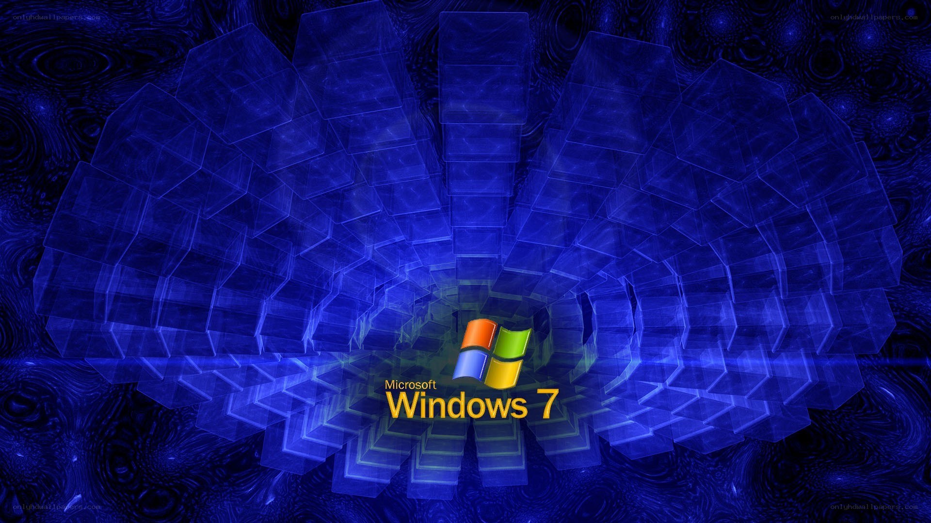 Windows 7 logo on blue fractal