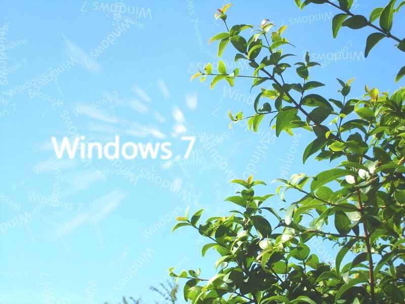 Windows 7 logo on blue sky