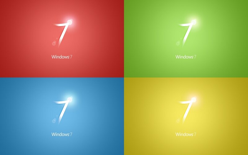 Windows 7 logo on colored backgrounds