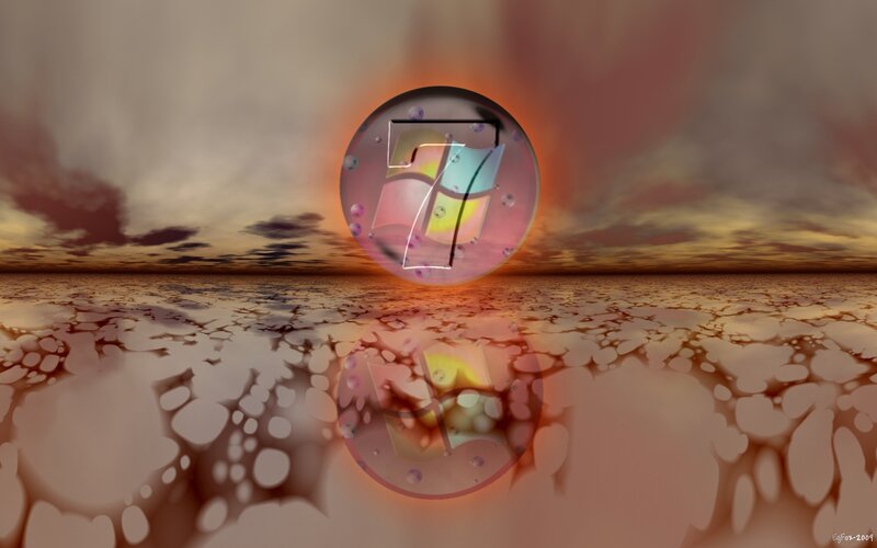 Windows 7 logo on cracked earth
