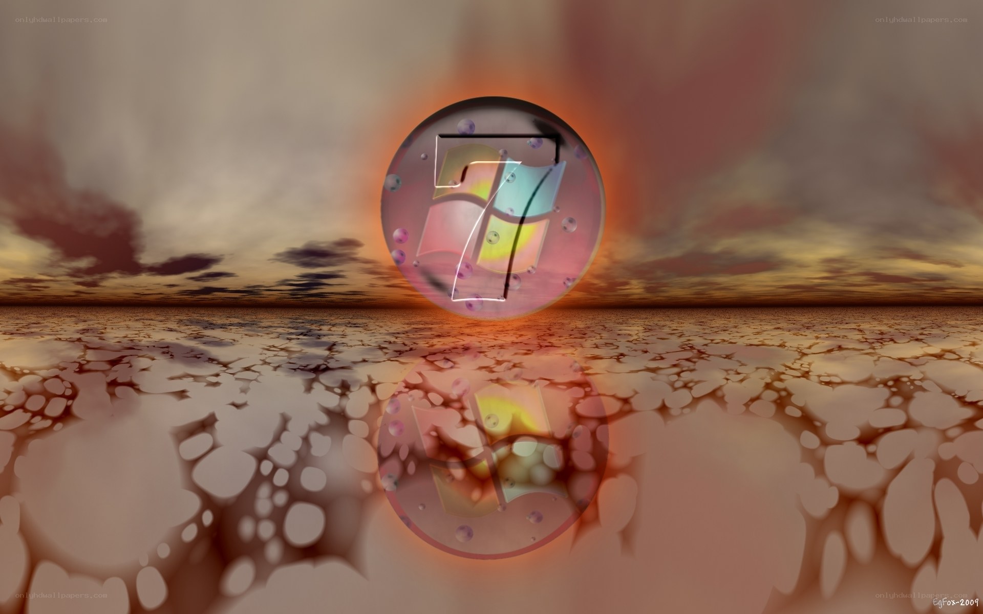 Windows 7 logo on cracked earth