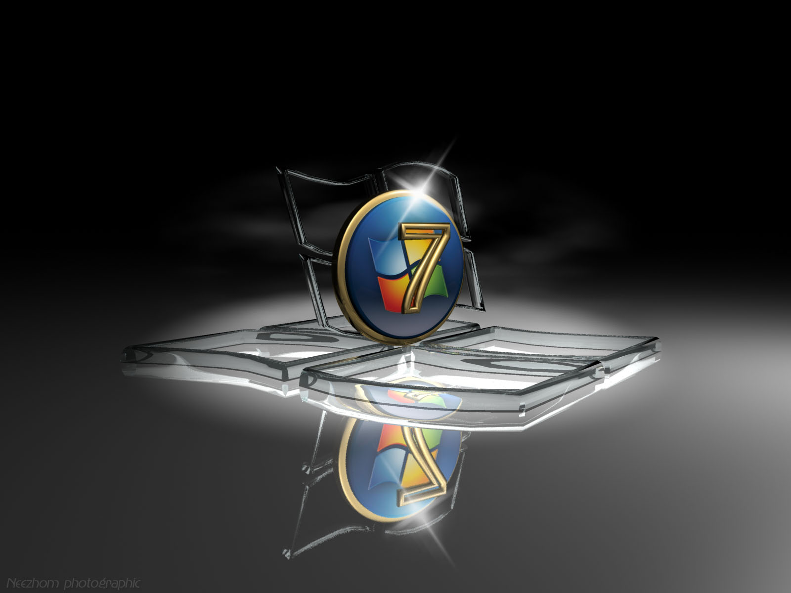 Windows 7 logo on glass