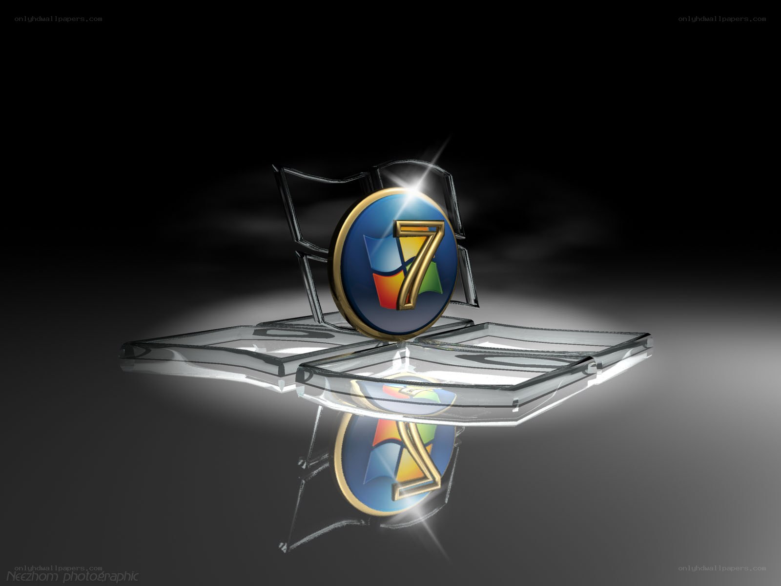 Windows 7 logo on glass