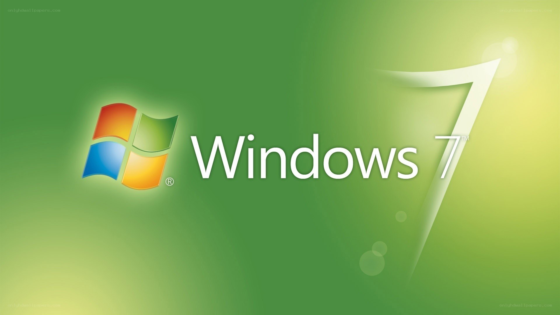 Windows 7 logo on green background