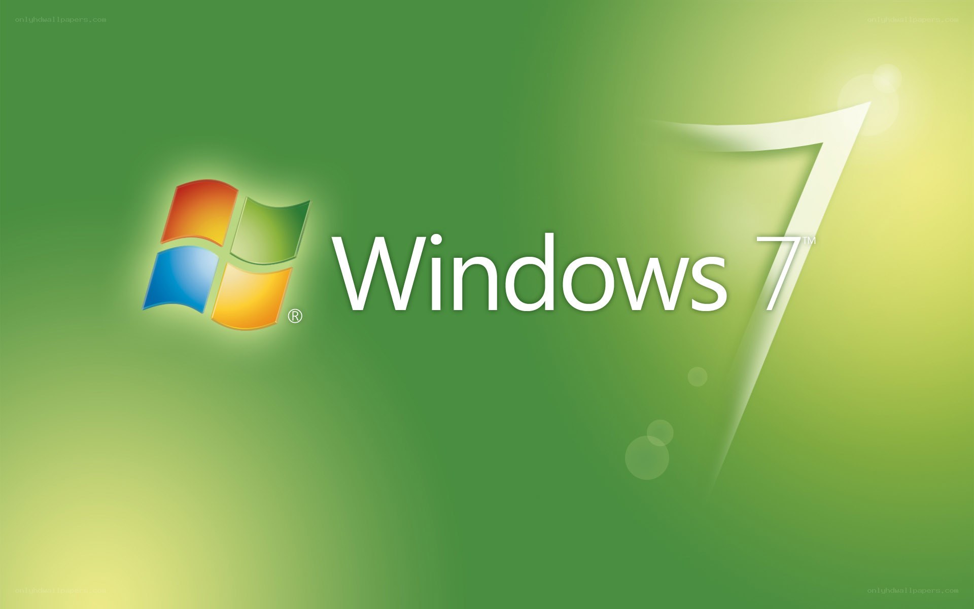 Windows 7 logo on green background