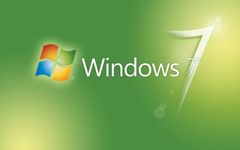 Windows 7 logo on green background
