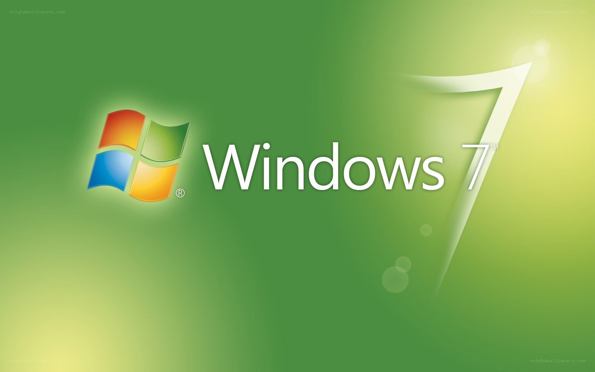 Windows 7 logo on green background