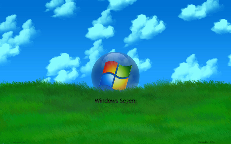 Windows 7 Logo on Hill