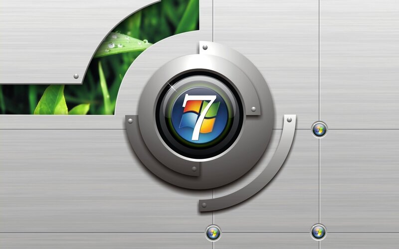 Windows 7 logo on metal