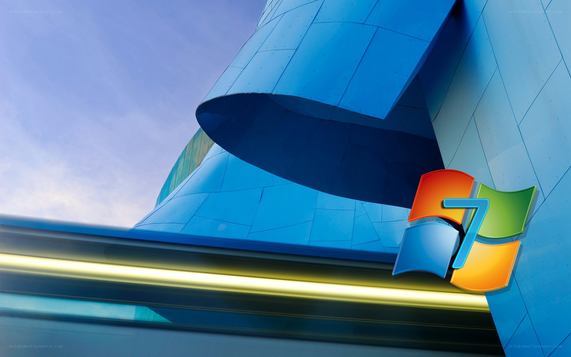 Windows 7 logo on modern building
