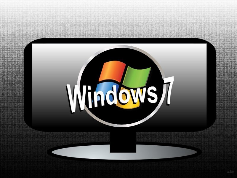 Windows 7 logo on monitor