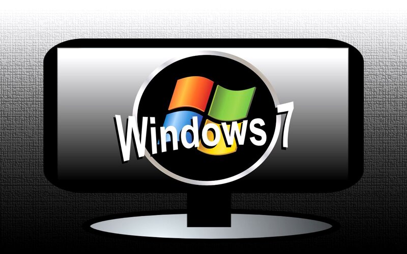 Windows 7 logo on monitor