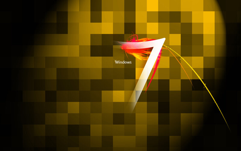Windows 7 logo on pixelated background