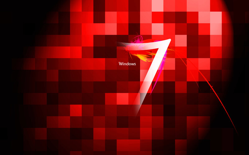 Windows 7 logo on red background