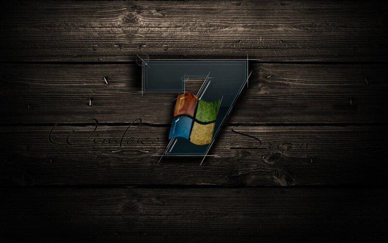 Windows 7 logo on wood