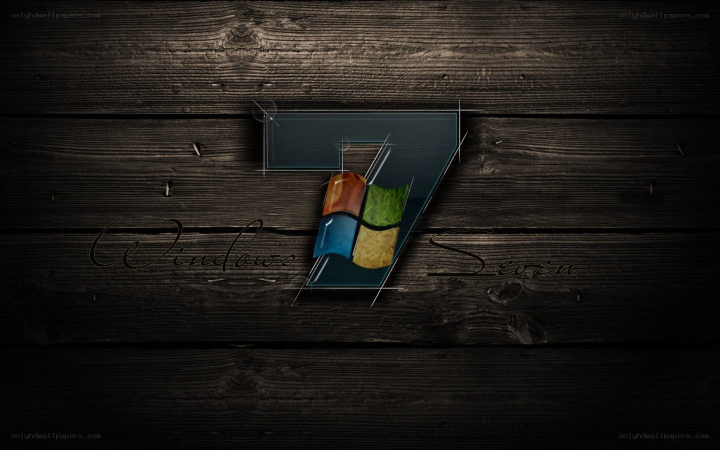 Windows 7 logo on wood