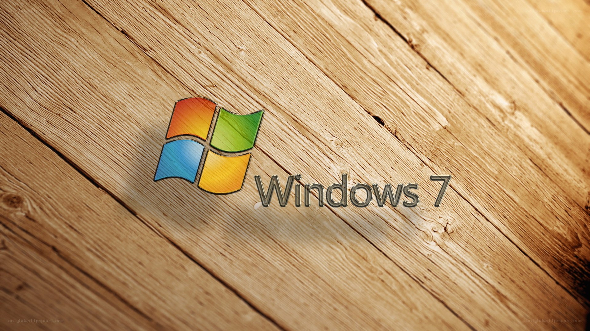 Windows 7 logo on wood