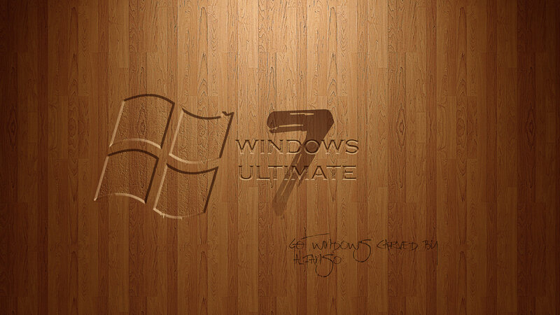 Windows 7 Logo on Wood — Brown