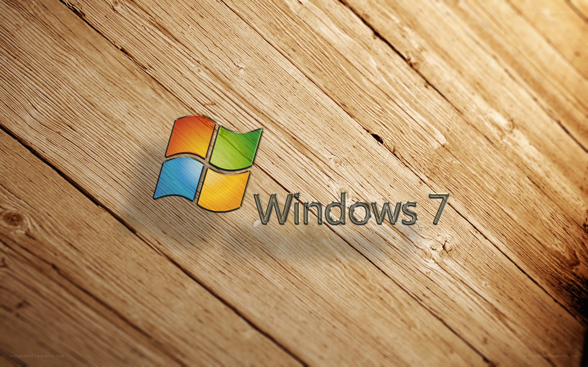 Windows 7 logo on wood