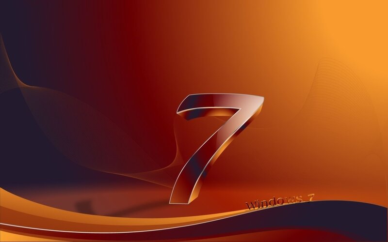 Windows 7 Logo — Orange, Dramatic, Digital Art, Number 7