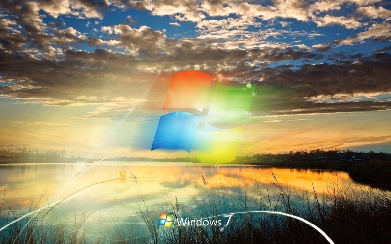 Windows 7 Logo over Lake