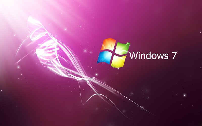Windows 7 Logo — Purple, Dynamic, Digital Art, Light Streaks