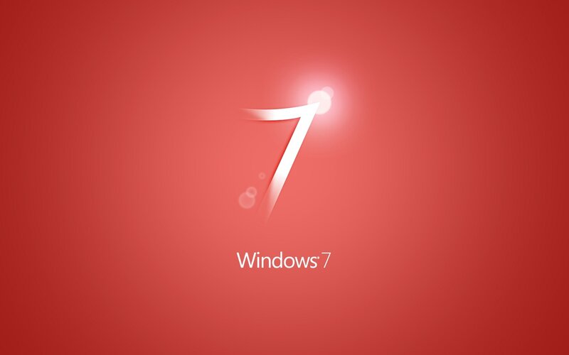 Windows 7 Logo — Red, Minimalist, Digital Art, Number 7
