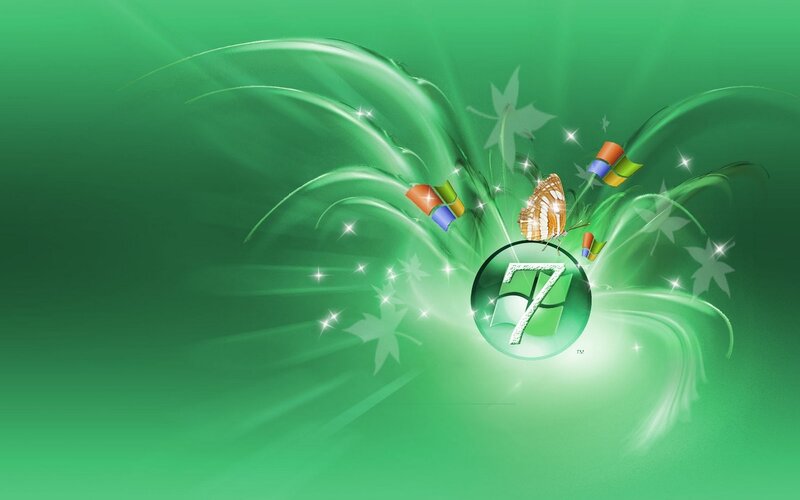Windows 7 Logo with Butterfly — Green