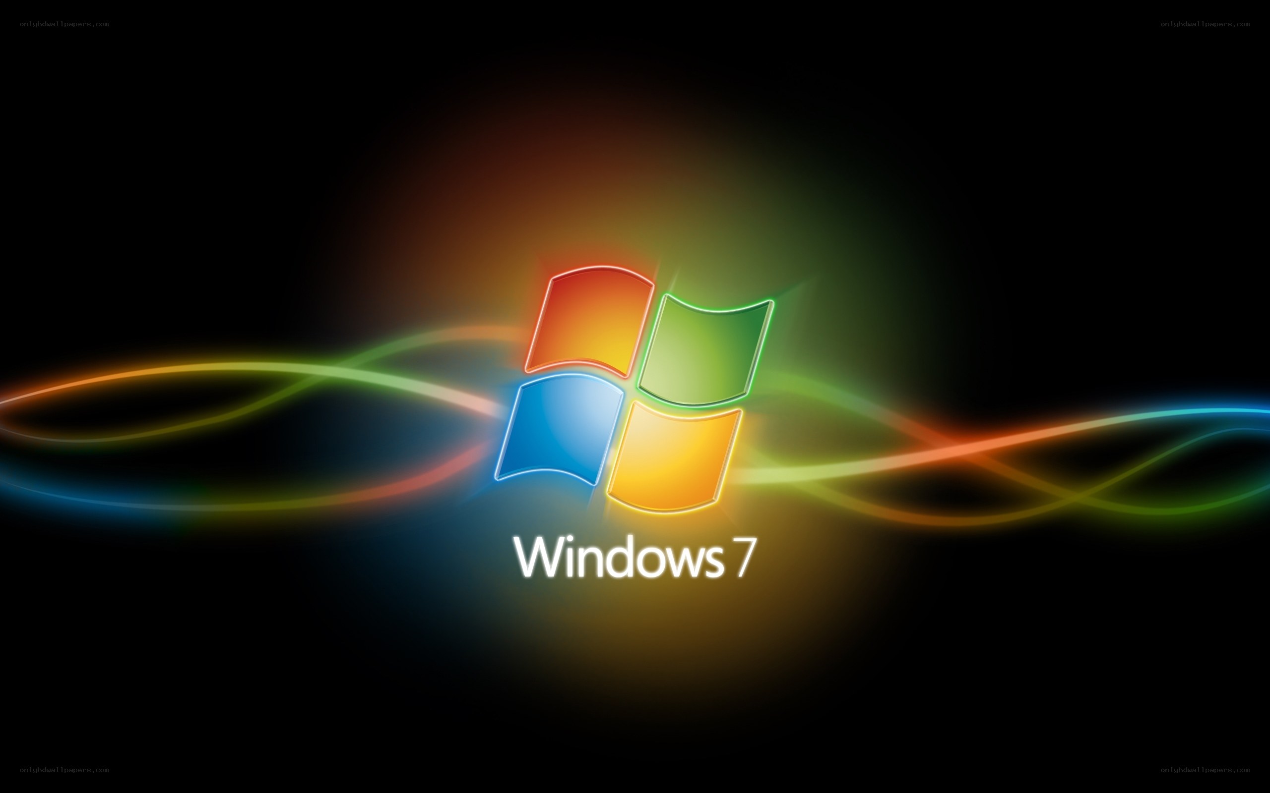Windows 7 logo with colorful lights
