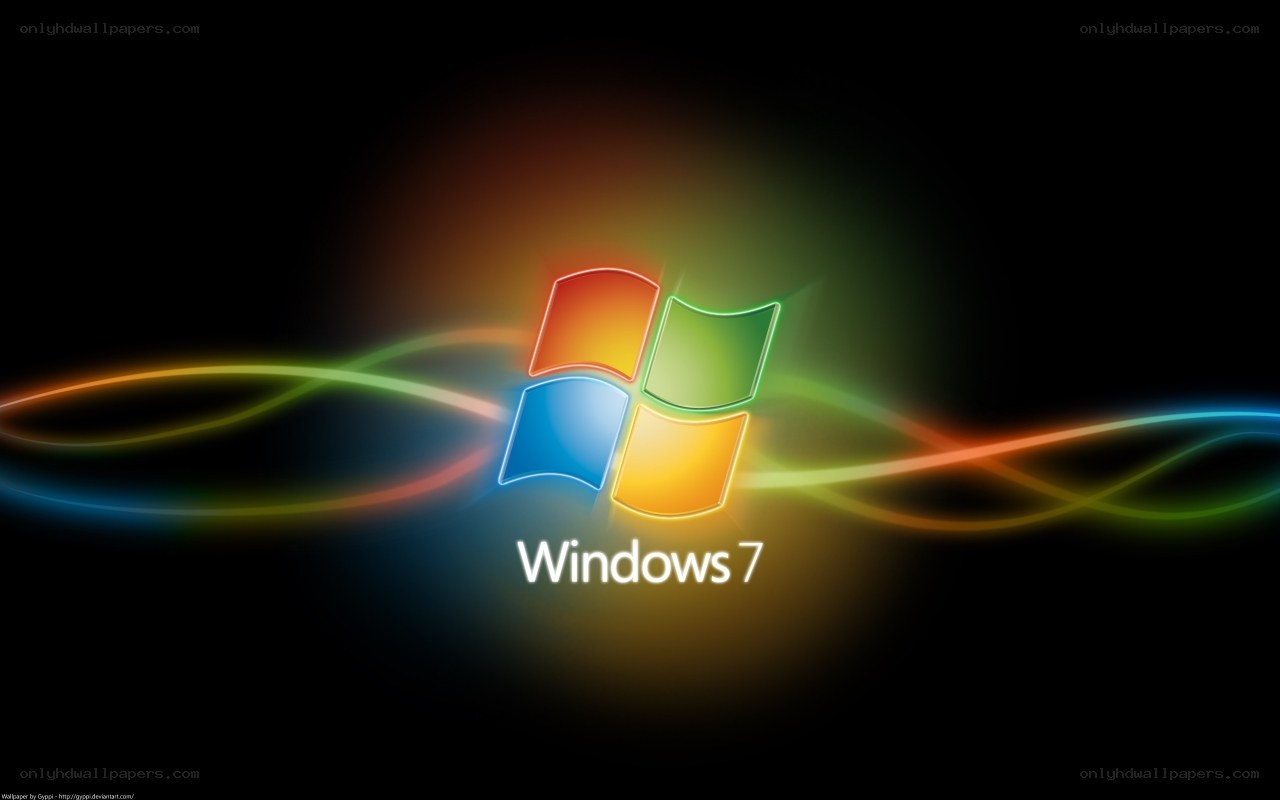Windows 7 logo with colorful waves