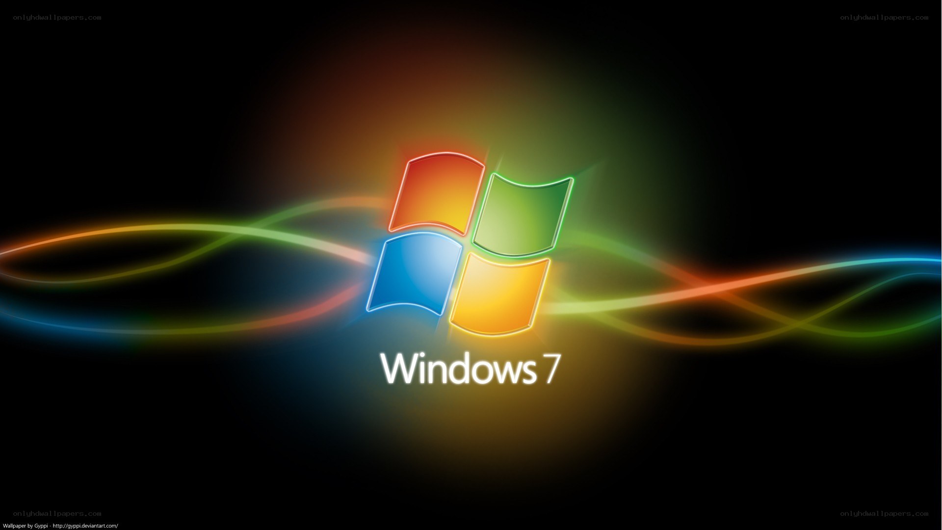 Windows 7 logo with colorful waves