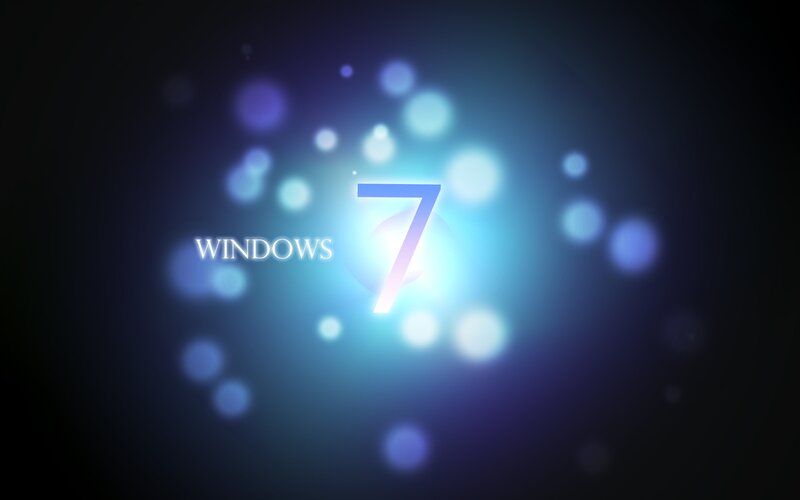 Windows 7 logo with glowing lights